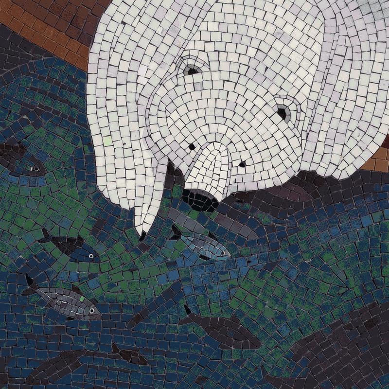 Polar Bear Fishing Mosaic Art - 60x60 cm