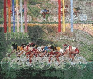Dynamic Cycling Race Mosaic Art