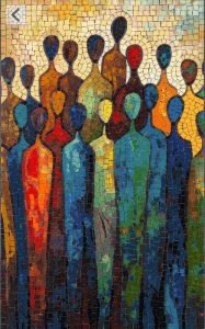 Abstract Unity Mosaic Art – Colorful Human Figures