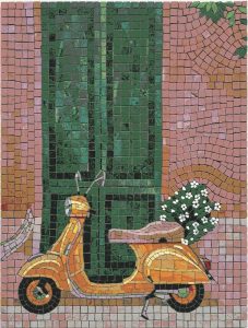 Yellow Scooter Mosaic Art – Mediterranean Charm