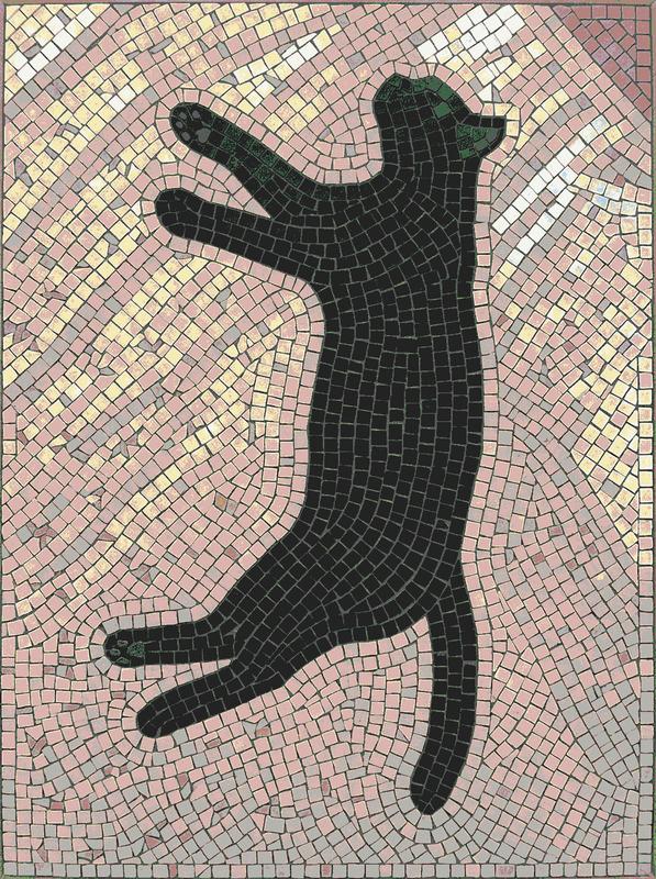 Black Cat Mosaic Art - Modern Minimalist Wall Decor