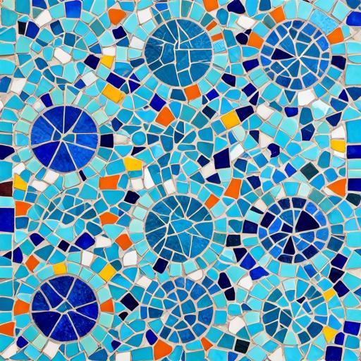Blue Ripple Trencadís Mosaic Art