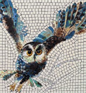 Flying Owl Mosaic Art – Dynamic Nature Wall Decor
