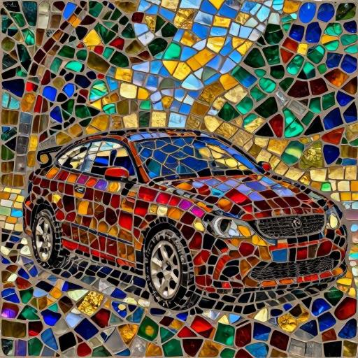 Colorful Mosaic Car Art - Opus Incertum Style