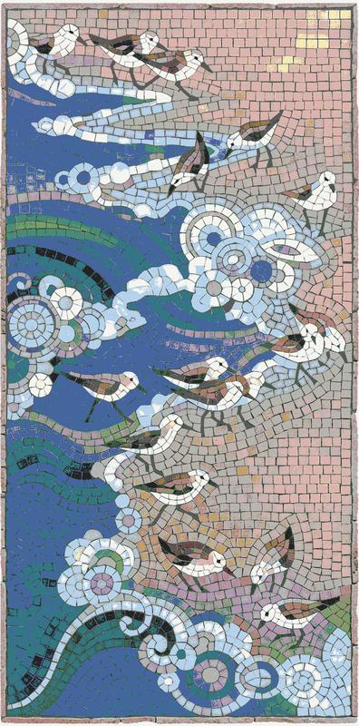 Shorebirds Mosaic Art - Serene Coastal Scene