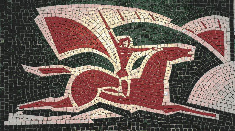 Heroic Rider Mosaic Art - Dynamic Red and Cream Design