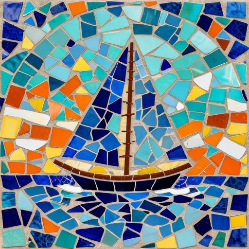 Sunset Sailboat Trencadís Mosaic Art