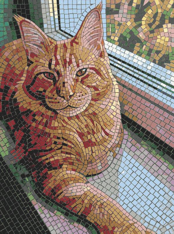 Ginger Tabby Cat Mosaic Art - 60x80 cm