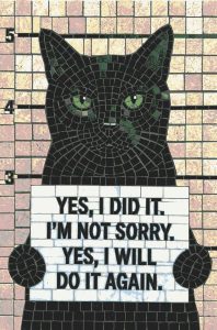 Defiant Black Cat Mosaic Art – Funny Mugshot