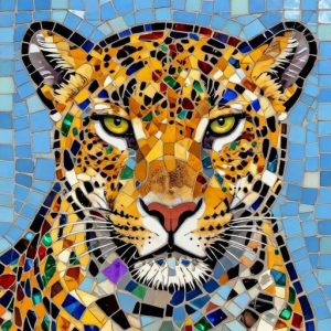 Majestic Leopard Mosaic Art – Custom Opus Incertum Portrait