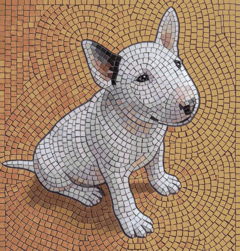 White Bull Terrier Mosaic Art - 60x63 cm