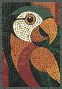 Vibrant Parrot Mosaic Art – 20×28 cm
