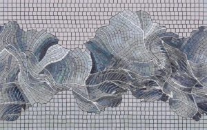 Abstract Blue Wave Mosaic Art – 200×127 cm