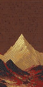 Golden Mountain Peak Mosaic Art