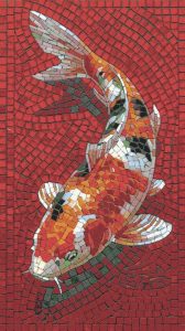 Vibrant Koi Fish Mosaic Art – 60×107 cm
