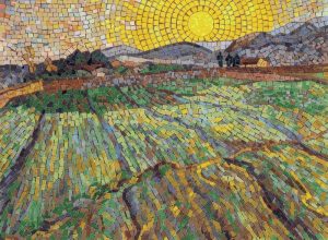 Radiant Sun Landscape Mosaic Art