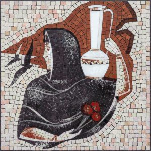 Classical Mosaic Portrait with White Pitcher