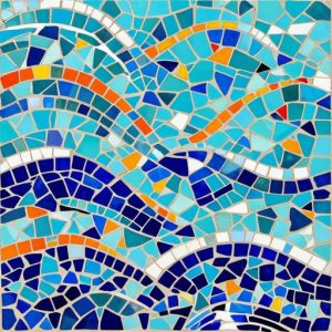Trencadís Mosaic Art: Vibrant Turquoise Sea Waves