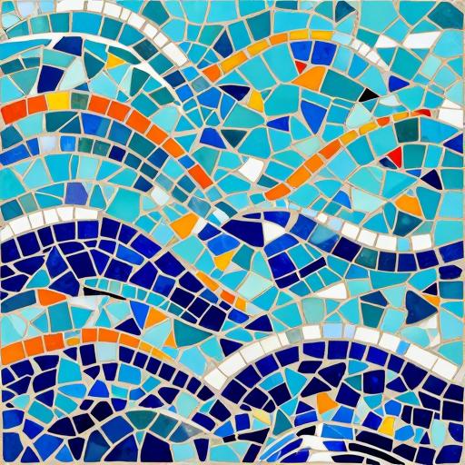 Trencadís Mosaic Art: Vibrant Turquoise Sea Waves
