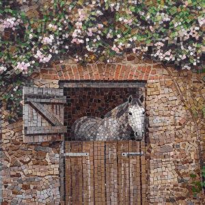 Rustic Horse in Stable Mosaic Art