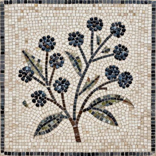 Lingonberry Bush Mosaic Art - Opus Tessellatum
