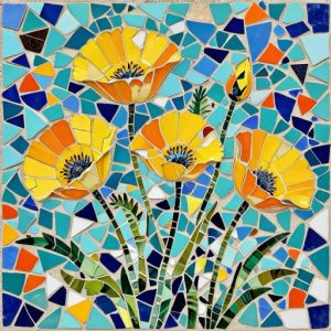 Yellow Poppies Trencadís Mosaic Art