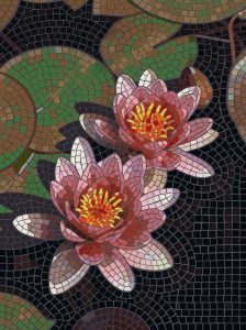 Pink Water Lilies Mosaic Art – 60×80 cm