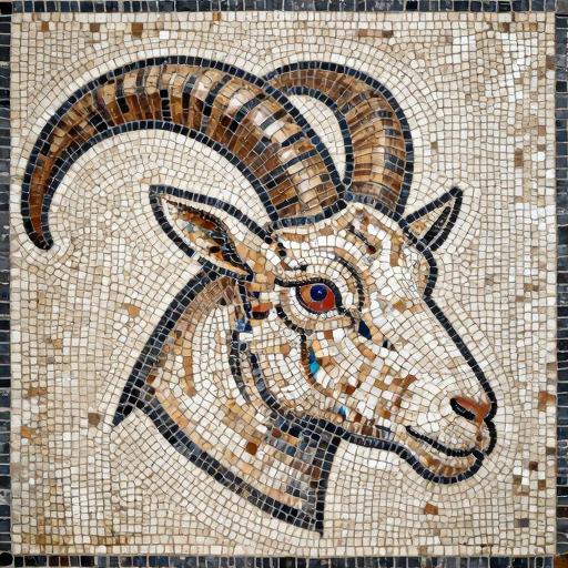 Ram's Head Mosaic Art - Opus Tessellatum Style