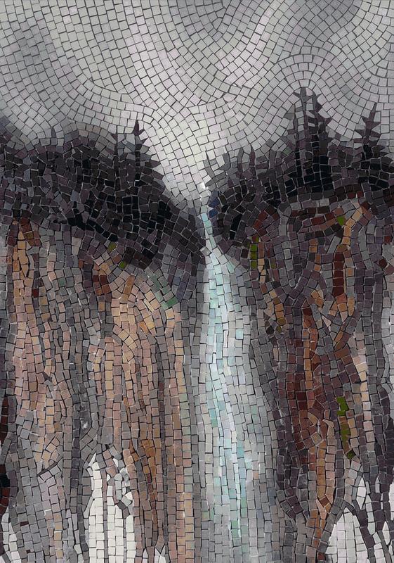 Majestic Waterfall Mosaic Art - 60x85 cm
