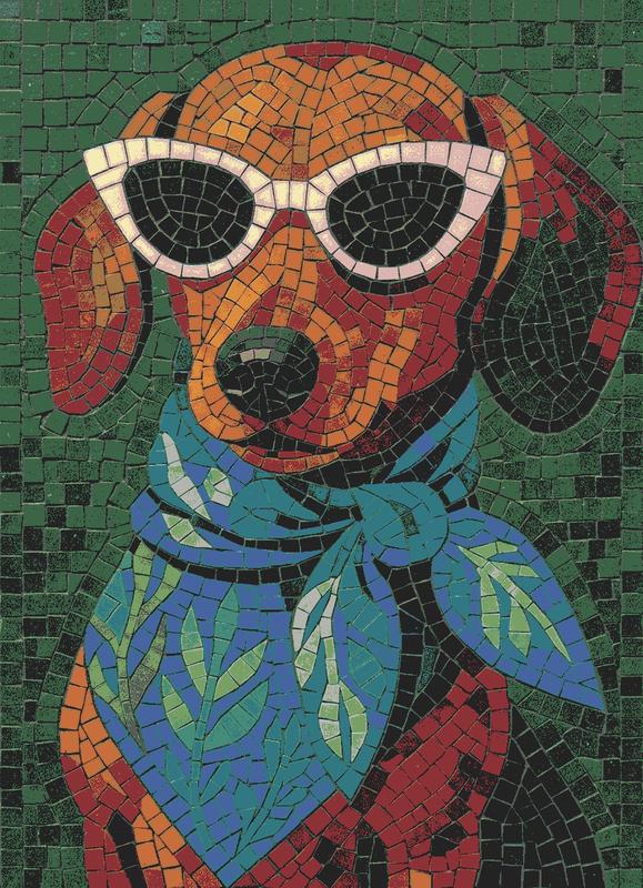 Stylish Dog in Sunglasses Mosaic Art
