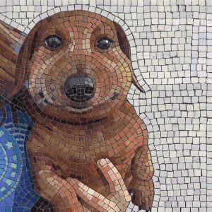 Brown Puppy Mosaic Art – Handcrafted Wall Decor