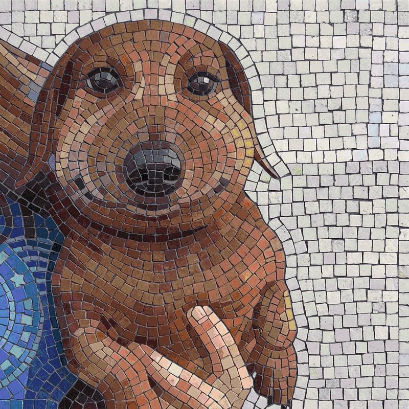 Brown Puppy Mosaic Art - Handcrafted Wall Decor