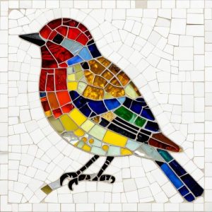 Vibrant Mosaic Bird Art – Opus Incertum Style