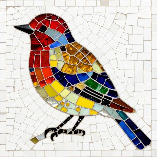 Vibrant Mosaic Bird Art - Opus Incertum Style