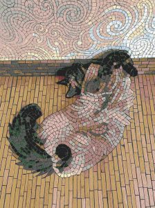 Abstract Mosaic Dog Art – Peaceful Dreamscape