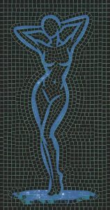 Blue Silhouette Female Mosaic Art