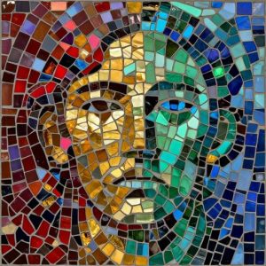 Colorful Dual-Tone Face Mosaic Art – Custom Size