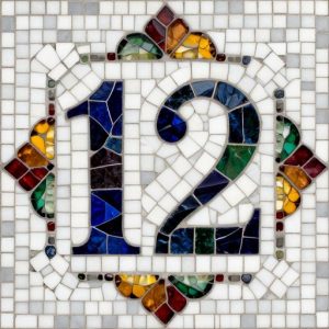 Custom Mosaic House Number 12 – Handcrafted Art