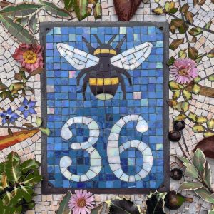 Bee and Number 36 Mosaic House Sign