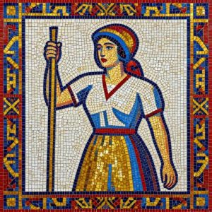 Soviet Mosaic Art – Girl with an Oar