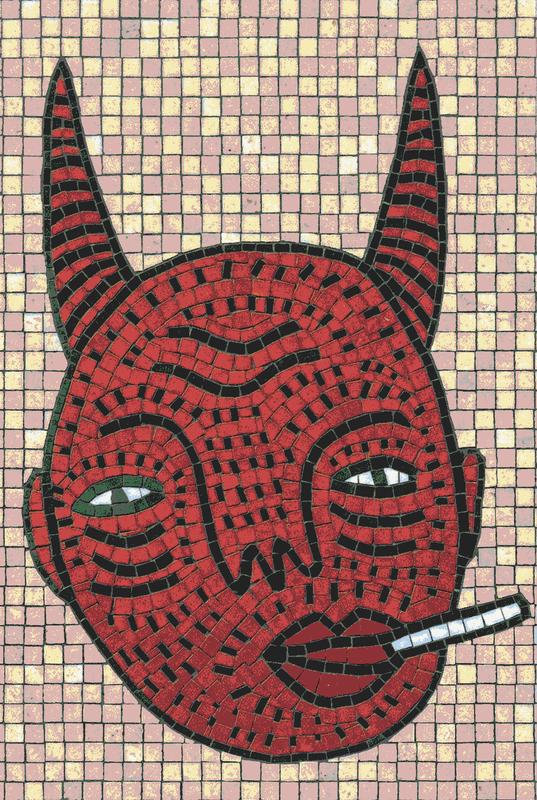 Red Devil Mosaic Art - Provocative Wall Decor