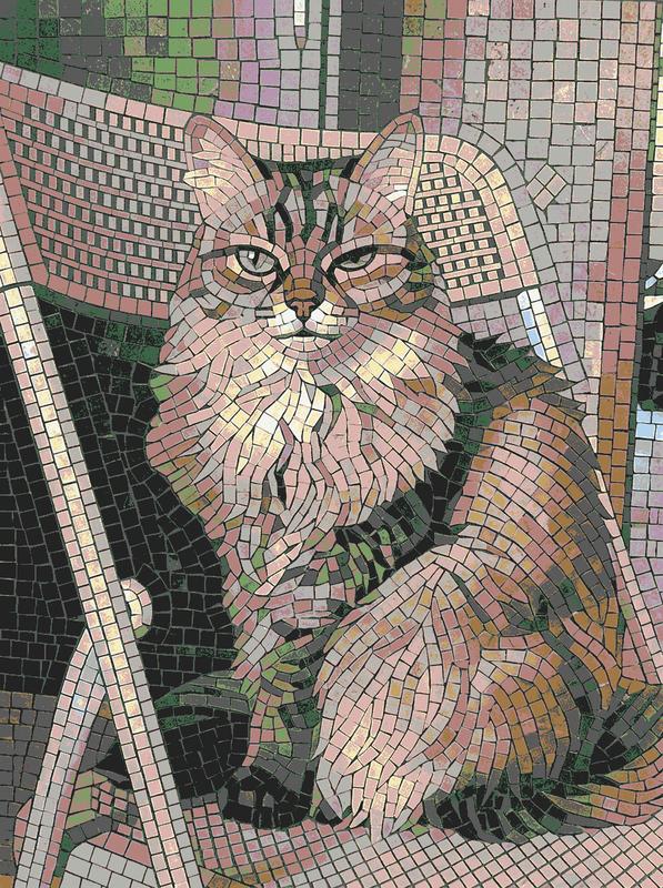 Majestic Fluffy Cat Mosaic Art - 60x80 cm