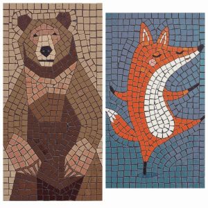 Modern Animal Mosaic Art – Bear and Fox Portraits