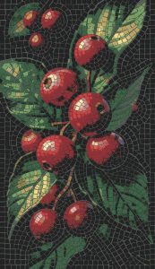 Red Berries Mosaic Art – Nature Wall Decor