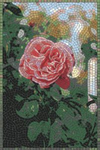Red Rose Mosaic Art – Classic Nature Piece
