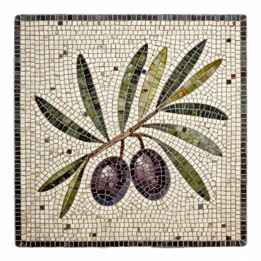 Olive Branch Mosaic Art - Opus Tessellatum Style