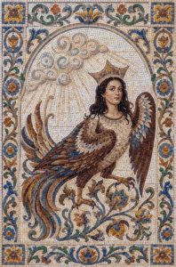Crowned Mythical Bird Mosaic Art