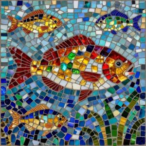 Underwater Fish Mosaic Art – Opus Incertum Style