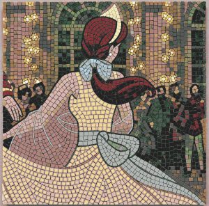 Elegant Woman in Yellow Gown Mosaic Art