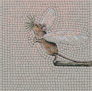 Whimsical Mouse and Feather Mosaic Art